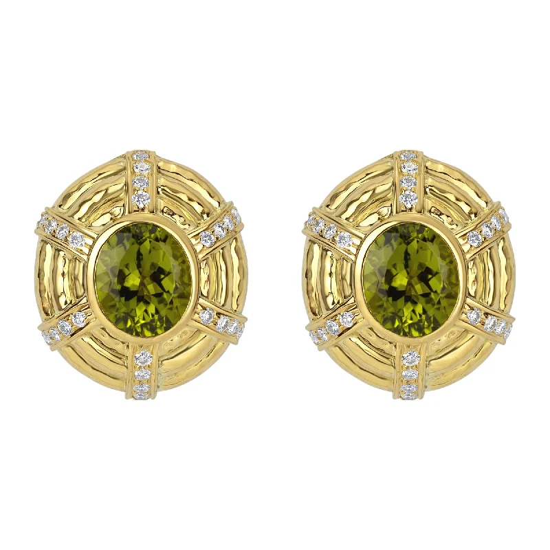 ladies-pearl-silver-earrings-Earrings- Peridot And Diamond (1560C)