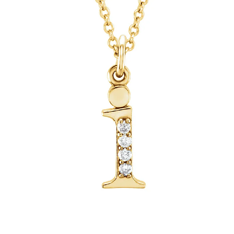 Ladies necklaces for dream charm -The Abbey 14k Yellow Diamond Lower Case Initial 'i' Necklace 16 Inch