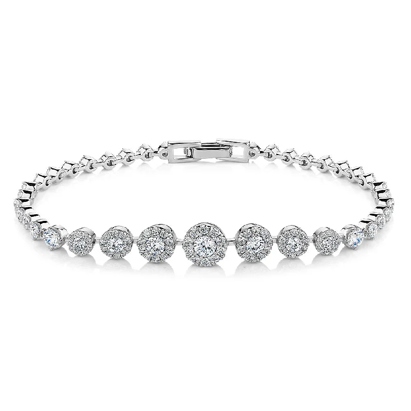 Ladies bracelets for film elegance -Celeste Round Brilliant bracelet with 3.85 carats* of diamond simulants in sterling silver