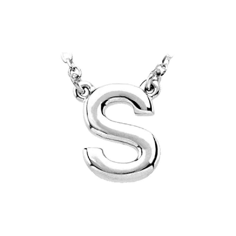 Ladies necklaces simple flair -Sterling Silver, Kendall Collection, Block Initial S Necklace, 16 Inch