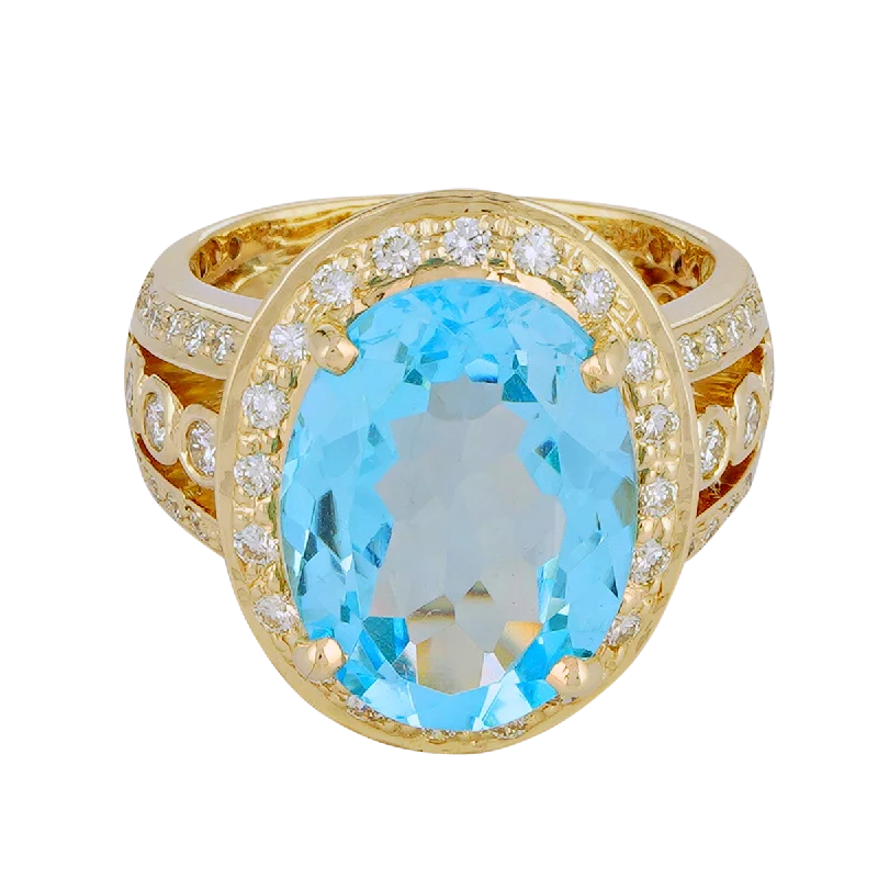 ladies-bridal-channel-set-rings-Ring - Blue Topaz and Diamond