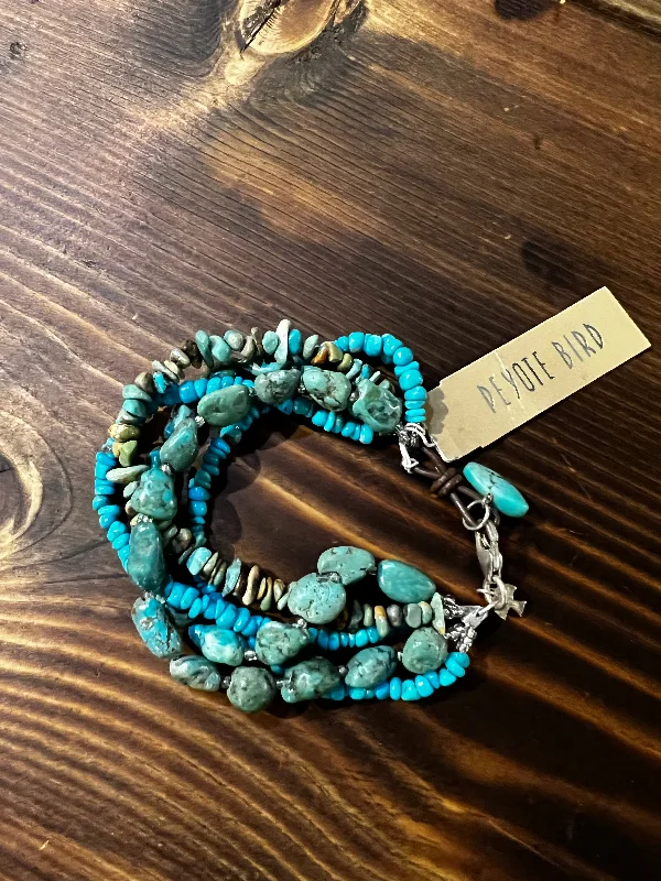 Ladies bracelets for quest elegance -Multi-Strand Turquoise Chunk Bracelet