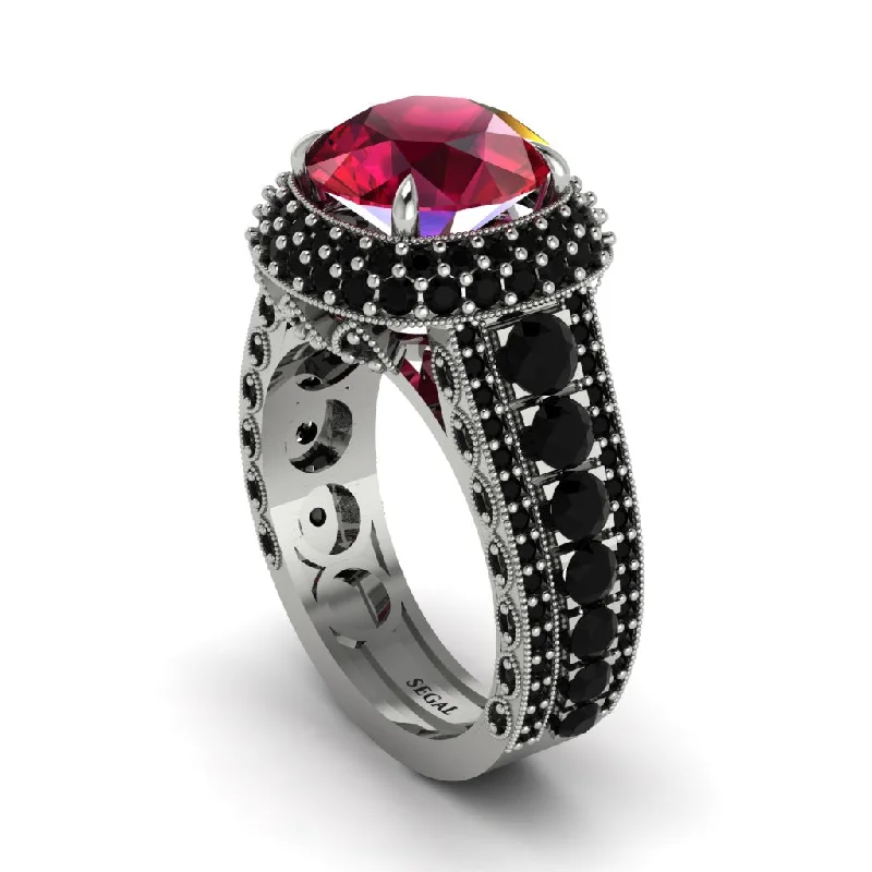 engagement-diamond-pave-set-rings-Ruby Radiant Majesty Pave Engagement Ring - Cataleya No. 42