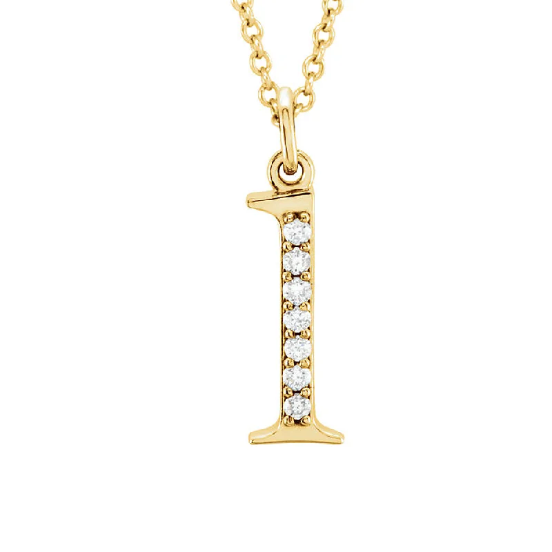 Ladies necklaces for runway charm -The Abbey 14k Yellow Diamond Lower Case Initial 'l' Necklace 16 Inch