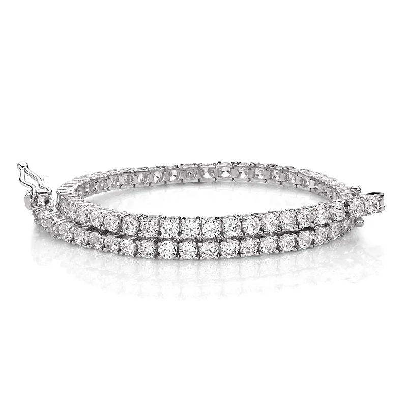 Ladies bracelets pastel elegance -Round Brilliant tennis bracelet with 4.02 carats* of diamond simulants in 10 carat white gold