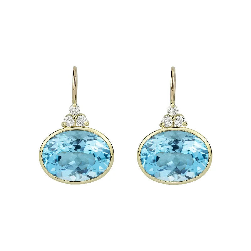 ladies-statement-ear-wrap-earrings-Earrings - Blue Topaz And Diamond