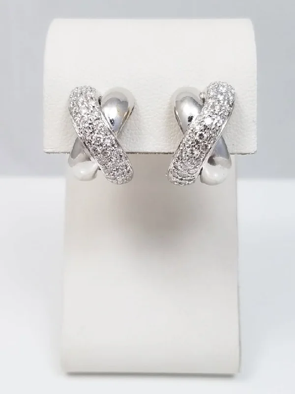 ladies-birthstone-chain-link-earrings-Attractive 18k White Gold Natural Diamond Earrings