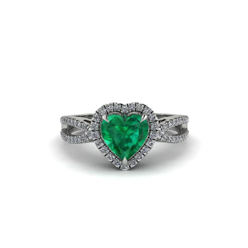 engagement-infinity-diamond-rings-Heart's Emerald Embrace Engagement Ring - Alison No. 6