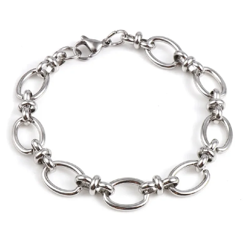 Ladies bracelets for wild elegance -Stainless Steel Oval Link Chain Bracelets, with Lobster Claw Clasps