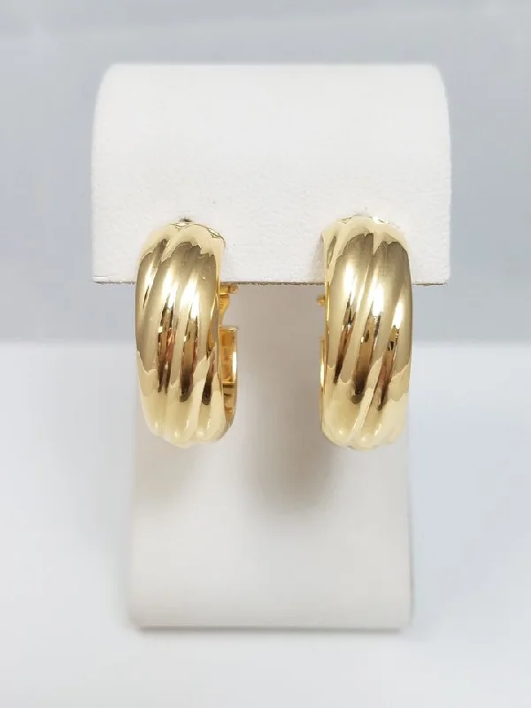 ladies-wedding-dangle-earrings-Tubular 18k Yellow Gold Hollow Hoop Earrings