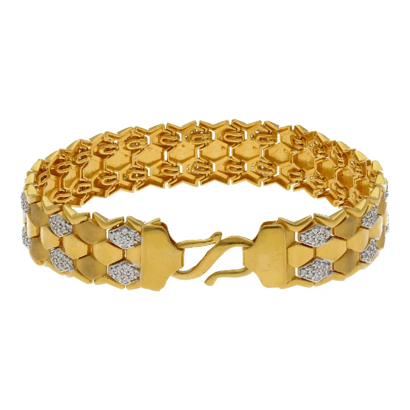 Ladies bracelets luxe vibes -22K Yellow Gold Men Bracelet W/ Double S-Link Band