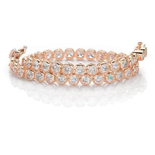 Ladies bracelets subtle elegance -Round Brilliant tennis bracelet with 5.83 carats* of diamond simulants in 10 carat rose gold