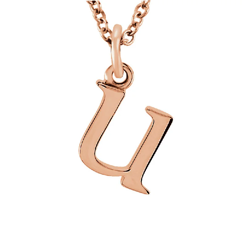 The Abbey Lower Case Initial 'u' Necklace in 14k Rose Gold, 16 Inch