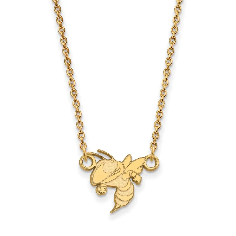 Ladies necklaces organic flair -14k Gold Plated Silver Georgia Tech Small Pendant Necklace