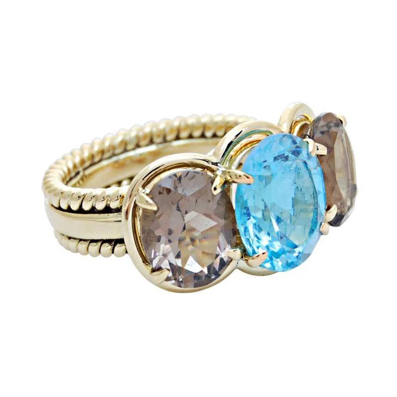 ladies-heart-shank-rings-Repair - Ring - Blue Topaz and Smokey Quartz (1740N)