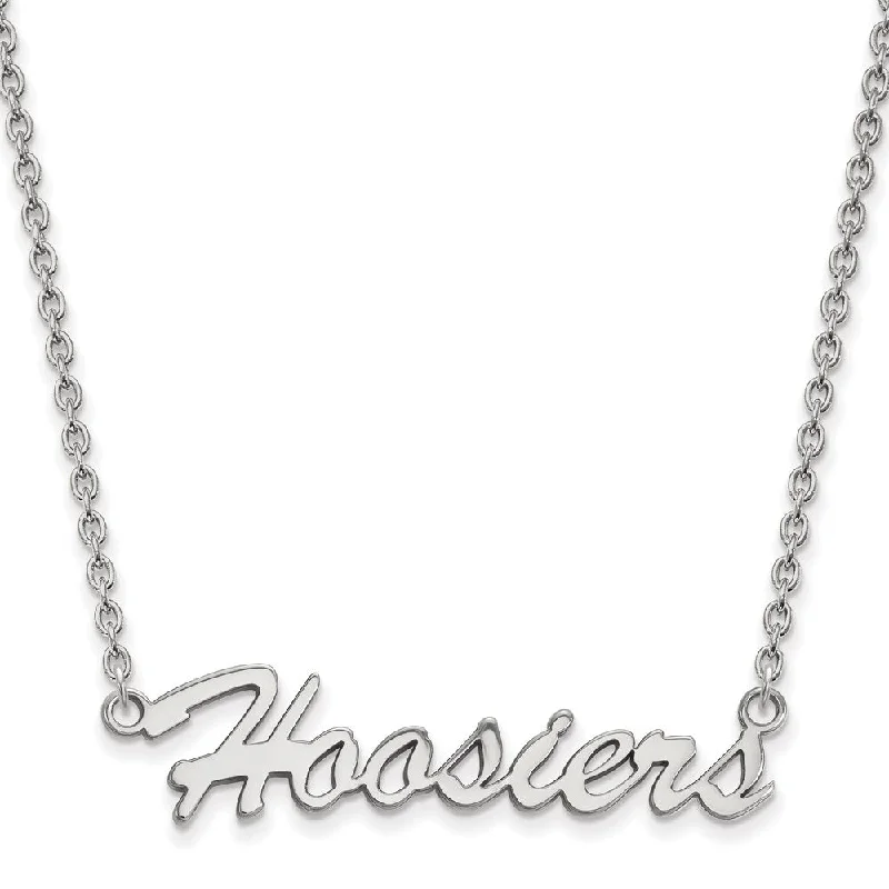 Ladies necklaces for brush vibes -Sterling Silver Indiana U Medium 'Hoosiers' Pendant Necklace