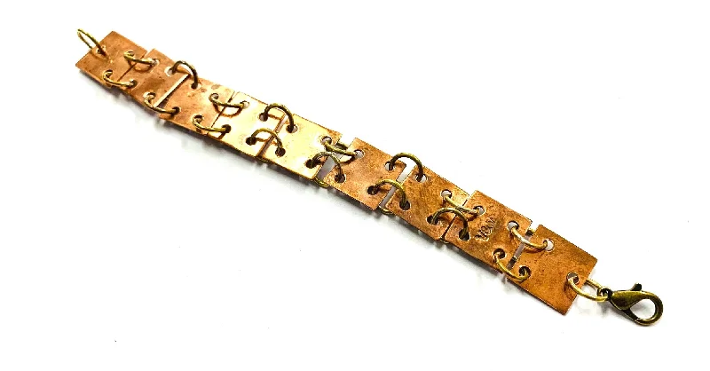 Ladies bracelets for rural charm -Copper tile bracelet