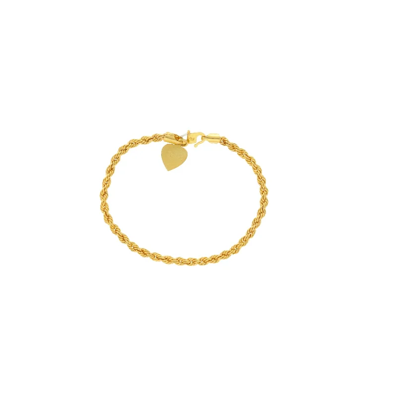 Ladies bracelets with monogram charms -22K Yellow Gold Opulent Link Peace Baby Bracelet W/ Curvature Design, 2.3 grams