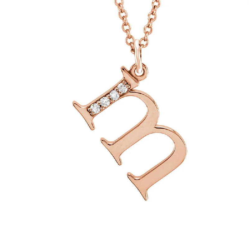 Ladies necklaces with aqua diopside -The Abbey 14k Rose Gold Diamond Lower Case Initial 'm' Necklace 16 In