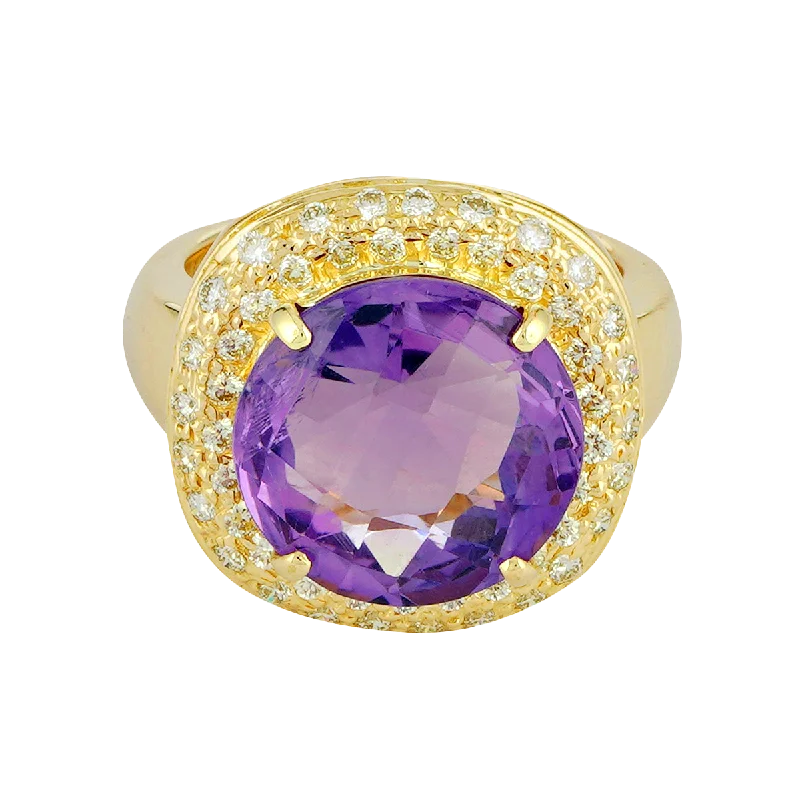 ladies-classic-platinum-rings-Ring - Amethyst and Diamond