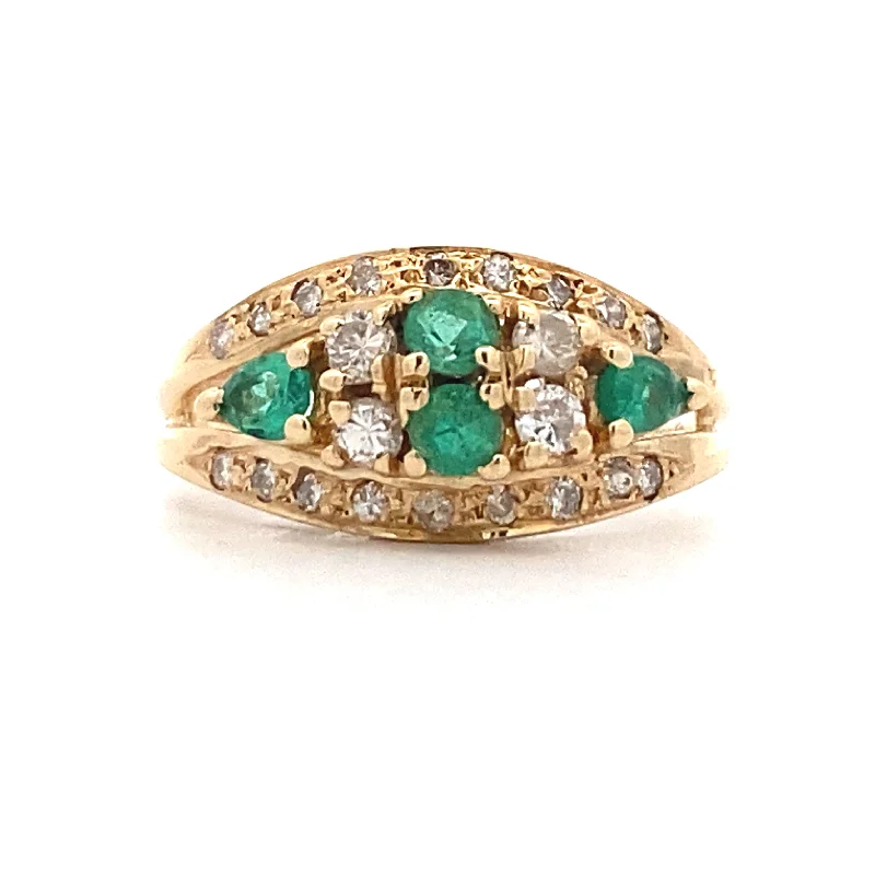 ladies-emerald-cut-rose-gold-rings-Estate Emerald and Diamond Ring in Yellow Gold