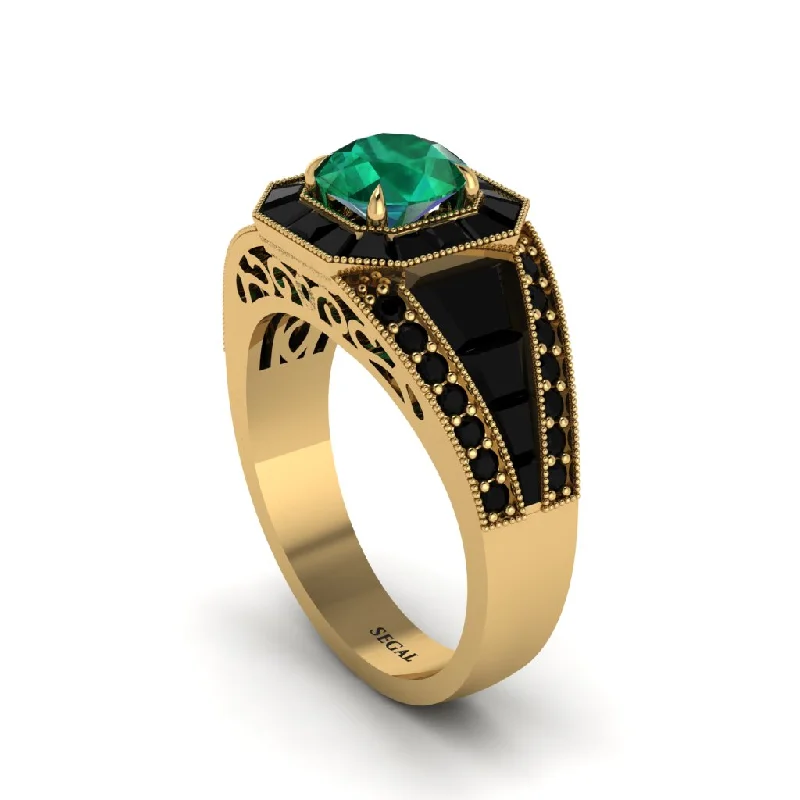 engagement-modern-rose-gold-rings-Emerald Royal Radiance Halo Engagement Ring - Liana No. 34