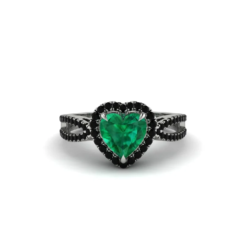 engagement-gold-flush-set-rings-Heart's Emerald Embrace Engagement Ring - Alison No. 36