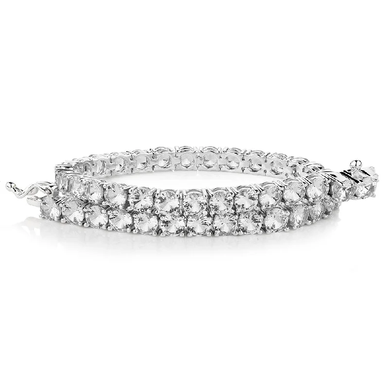 Ladies bracelets crafted flair -Round Brilliant tennis bracelet with 11 carats* of diamond simulants in sterling silver