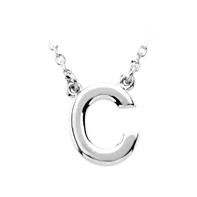 Ladies necklaces slim elegance -14K White Gold, Kendall Collection, Block Initial C Necklace, 16 Inch