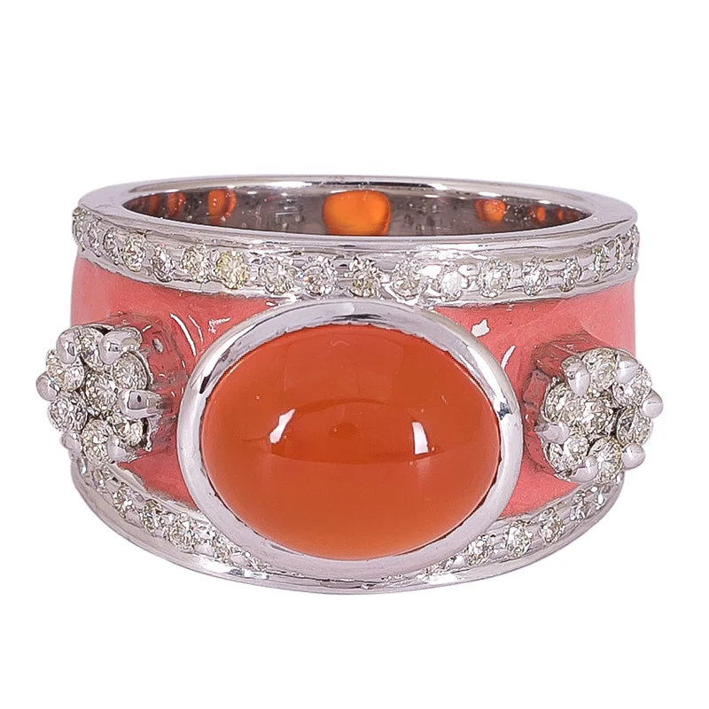 ladies-wedding-accent-rings-Ring- Cornelian and Diamond (Enamel)