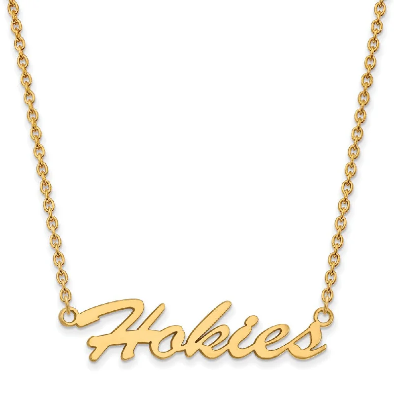 Ladies necklaces with teal sapphire -14k Gold Plated Silver Virginia Tech Medium Pendant Necklace