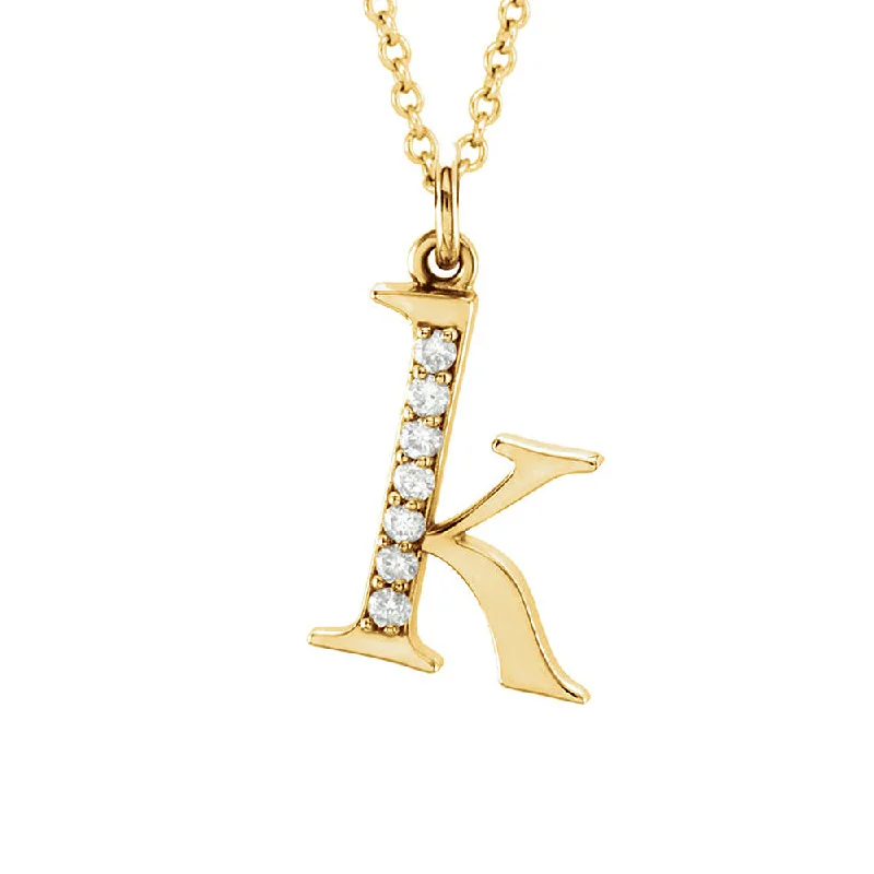 Ladies necklaces retro elegance -The Abbey 14k Yellow Diamond Lower Case Initial 'k' Necklace 16 Inch