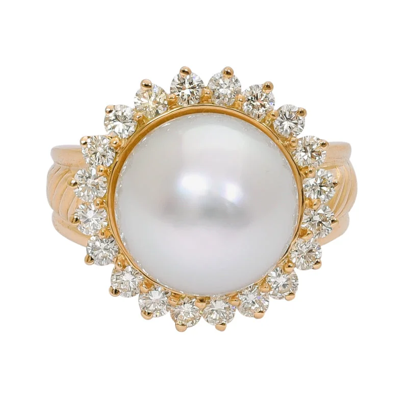 ladies-bridal-cathedral-rings-Ring- South Sea.S. Pearl and Diamond