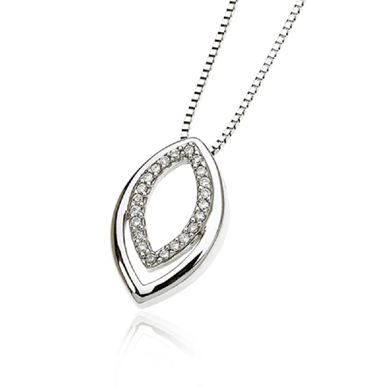 Ladies necklaces with ruby glow -Diamond Necklace in 14k White Gold, 1/10 Carat