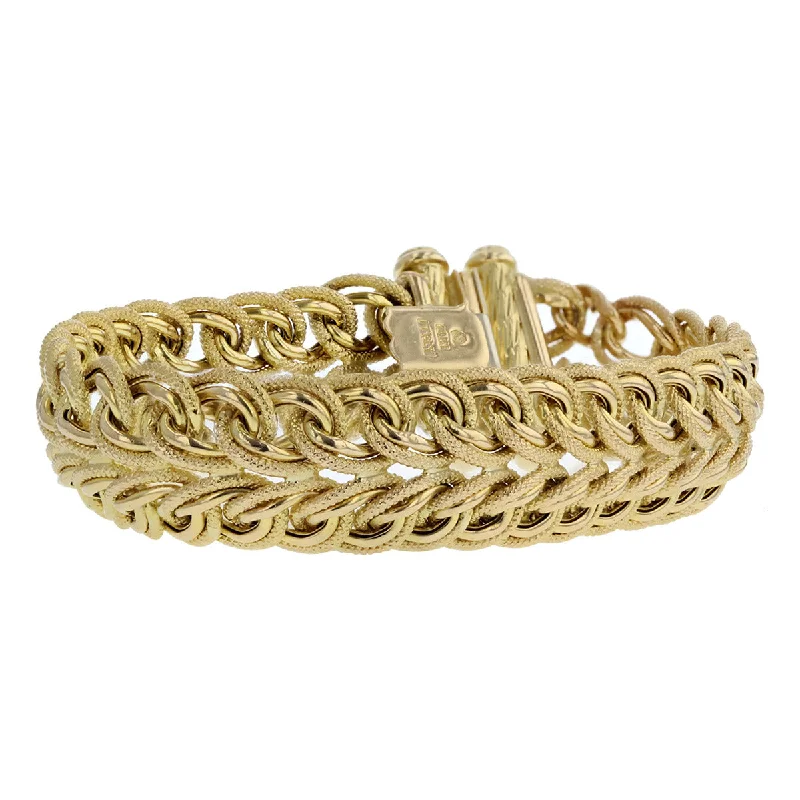 Ladies bracelets for everyday charm -14K Yellow Gold Braided Design 7-Inch Bracelet