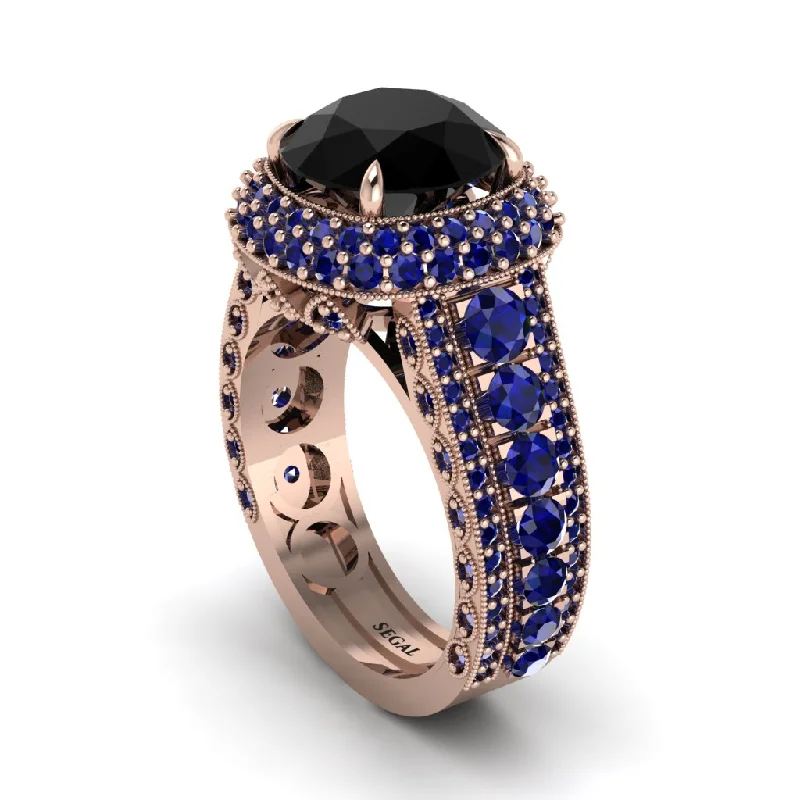 engagement-sapphire-two-tone-rings-Black Diamond Radiant Majesty Pave Engagement Ring - Cataleya No. 68