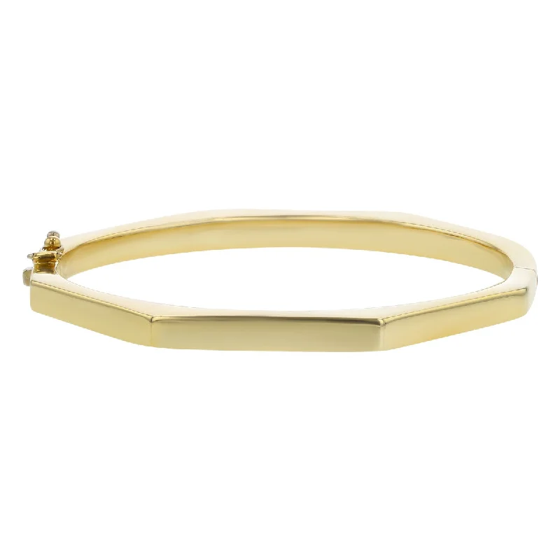 Ladies bracelets for future elegance -14K Yellow Gold Hinged Hollow Bangle Bracelet