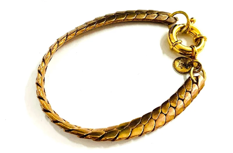 Ladies bracelets for ocean vibes -Wide snake chain brass bracelet