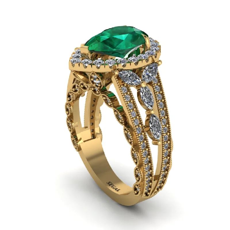 engagement-diamond-tension-set-rings-Emerald Imperial Blossom Engagement Ring - April No. 4