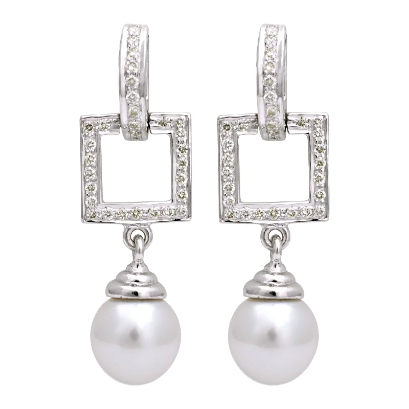 ladies-flower-ear-cuff-earrings-Earrings-  South Sea Pearl And Diamond (143HS)