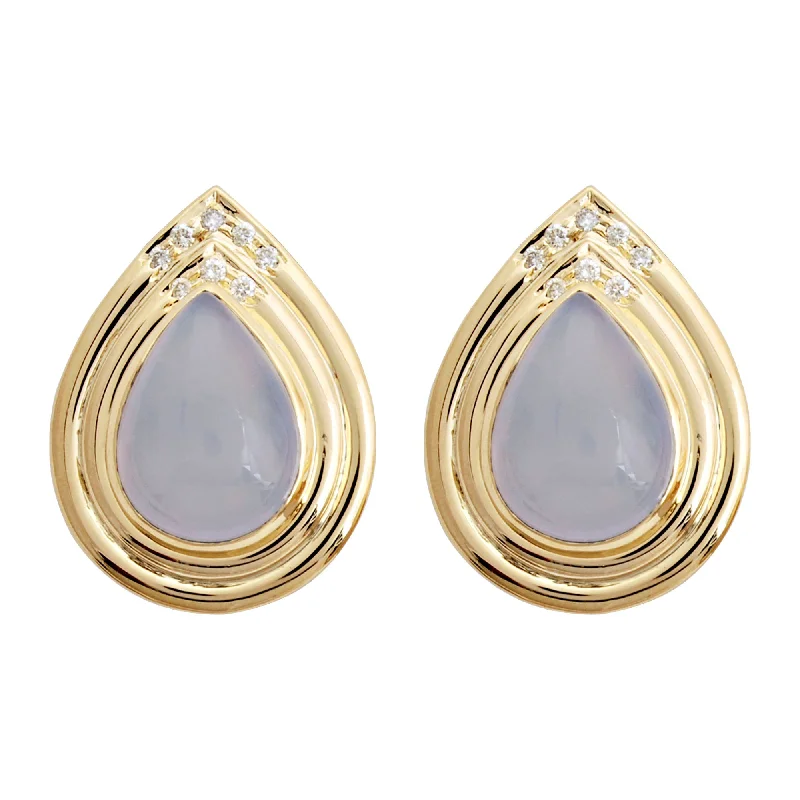 ladies-luxury-ear-cuff-earrings-Earrings- Chalcedony And Diamond (1497N)