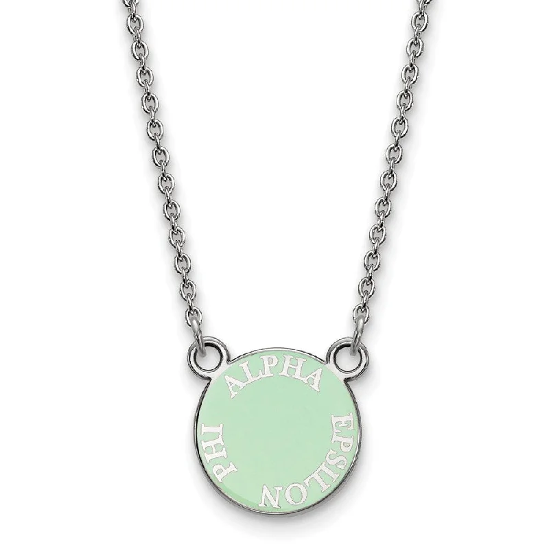 Ladies necklaces creative charm -Sterling Silver Alpha Epsilon Phi XS (Tiny) Enamel Disc Necklace