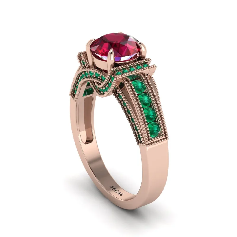 engagement-princess-cut-diamond-rings-Ruby Eternal Embrace Milgrain Engagement Ring - Fernanda No. 26