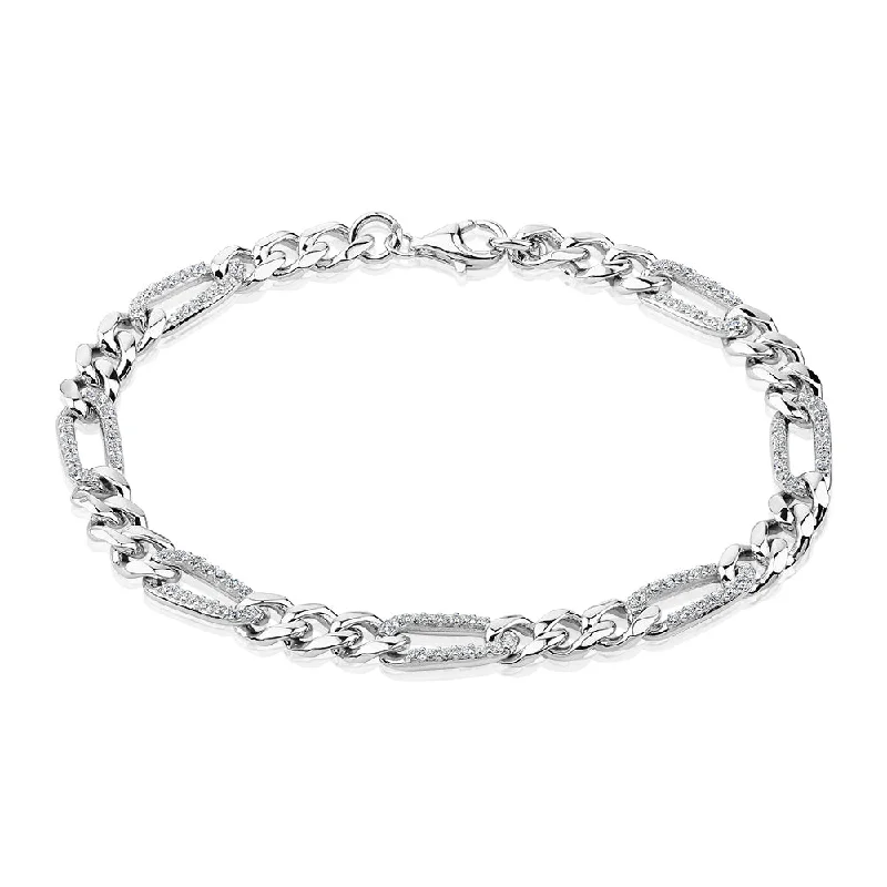 Ladies bracelets for fitness elegance -Round Brilliant bracelet with 0.88 carats* of diamond simulants in sterling silver