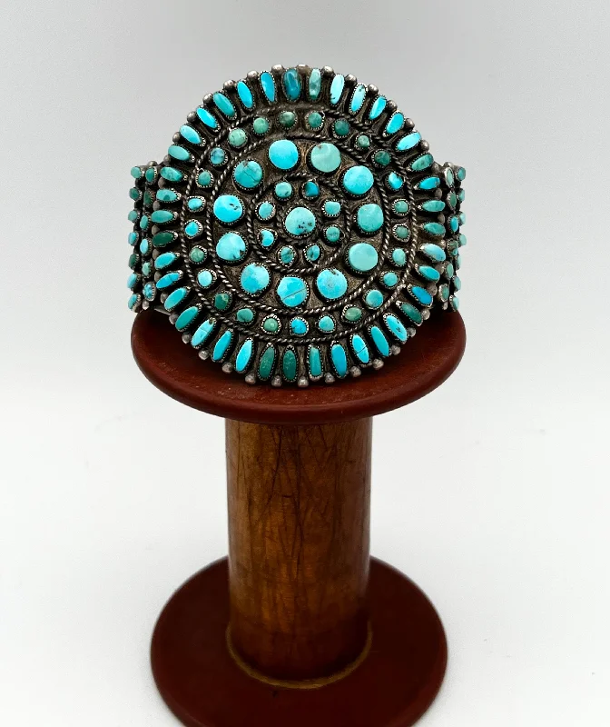 Ladies bracelets for class elegance -Cuff/Bracelet- Vintage Zuni Turquoise Sterling