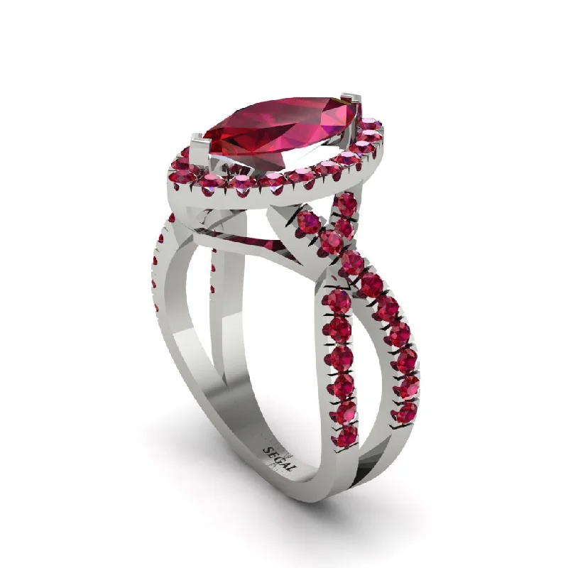 engagement-round-diamond-rings-Ruby Marquise Split Shank Engagement Ring - Carly No. 57