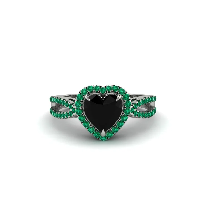 engagement-white-gold-flush-set-rings-Heart's Black Diamond Embrace Engagement Ring - Alison No. 24