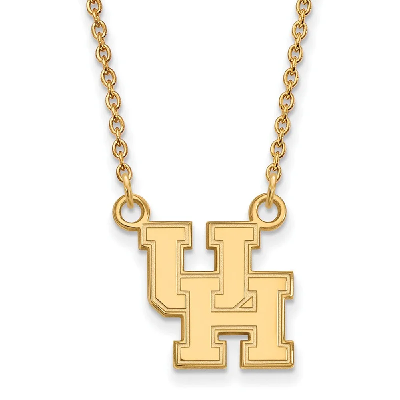 Ladies necklaces chic charm -14k Gold Plated Silver U of Houston Small Pendant Necklace