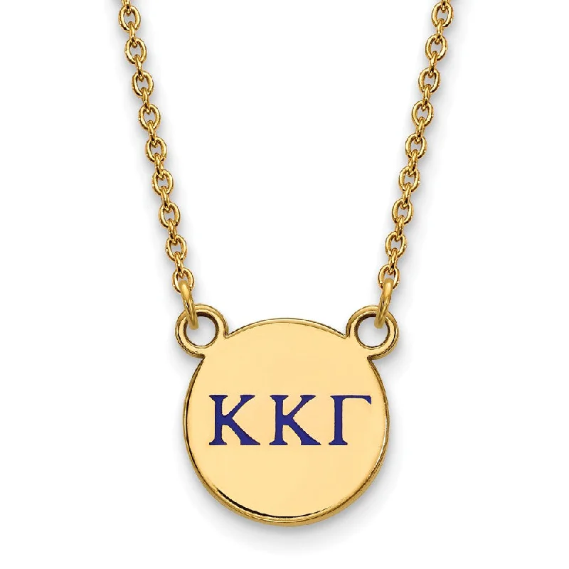 Ladies necklaces elegant charm -14K Plated Silver Kappa Kappa Gamma Sm Blue Enamel Necklace