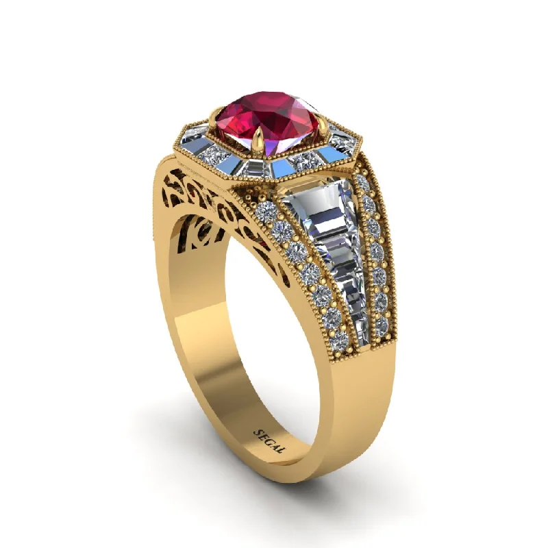 engagement-bridal-pave-set-rings-Ruby Royal Radiance Halo Engagement Ring - Liana No. 10